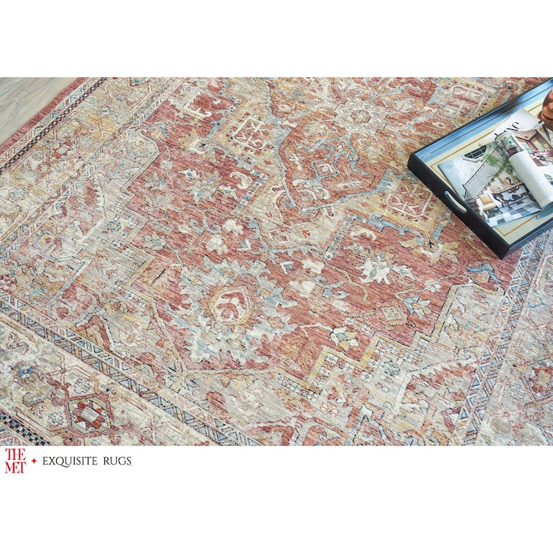 The Met X Exquisite Rugs Antique Loom Rust/Beige Area Rug.