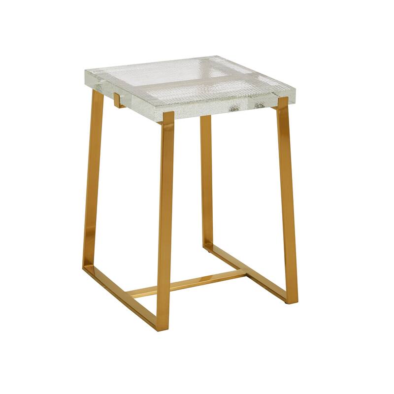 Vardo Stainless Steel Cast Glass Top Table by iNSPIRE Q Modern
