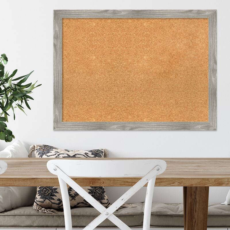 Dove Greywash Square Framed Cork Bulletin Memo Board