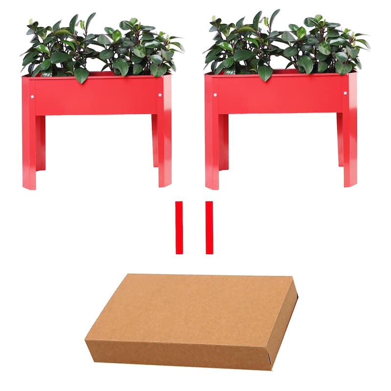 Steel Elevated Garden Bed Metal Elevated Outdoor Flowerpot Box (2-Pack)