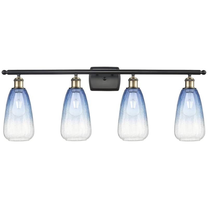 Innovations Lighting 516-4W-14-36 Brookhaven Almond Vanity Brookhaven - Black Antique Brass / Sapphire Blue