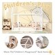 preview thumbnail 4 of 8, Twin Size Floor Wooden Bed with House Roof Frame and Safety Guardrails, Safe and Fun Sleeping Space for Kids, White