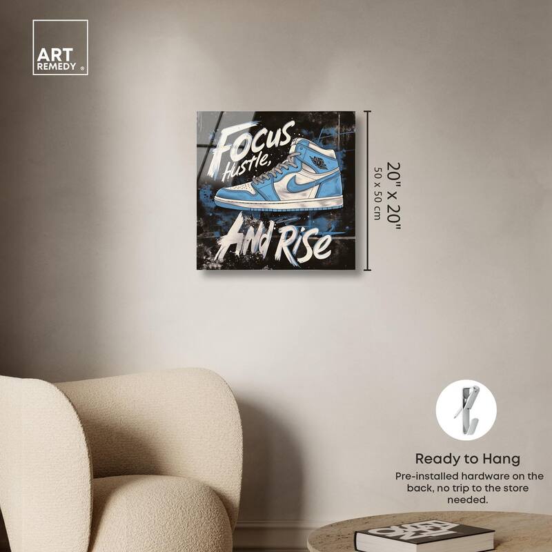 Hustle and Rise Sneaker Acrylic by Art Remedy, Ready to Hang