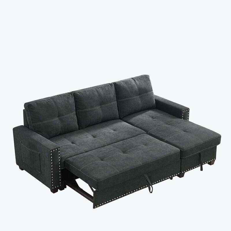 Classic and Cozy L-shape Pull-out Sleeper Sectional Sofa
