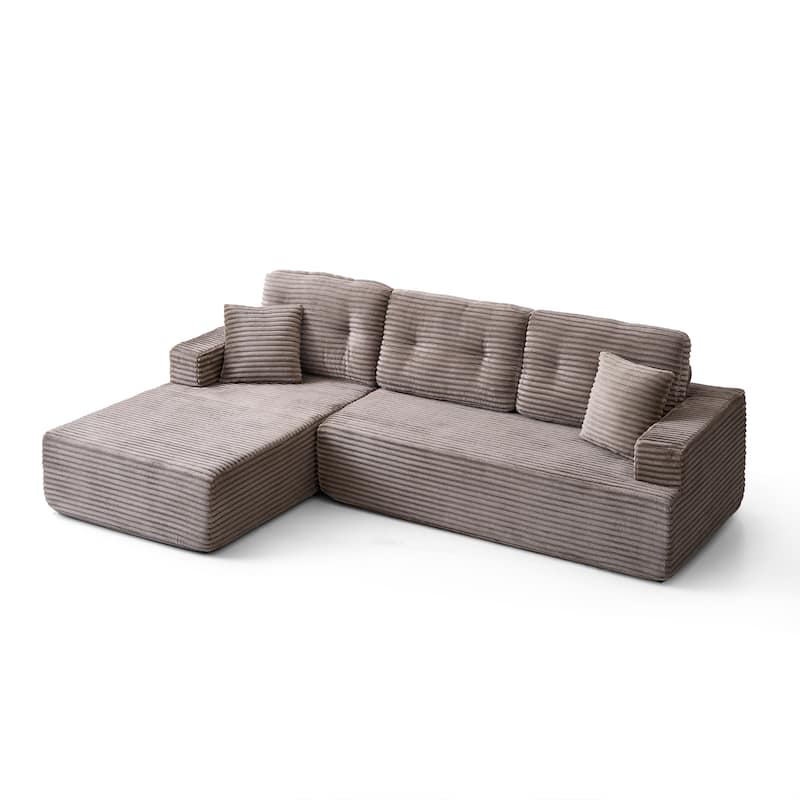 Floor Standing Compressed Couch L-shaped Sectional Sofa with Chaise