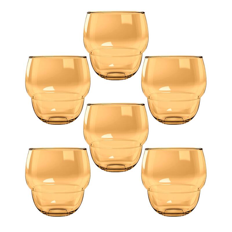 Abode Homewares Stacking Bubble Acrylic Drinking Glass - 14 oz - Set of 6 - Amber