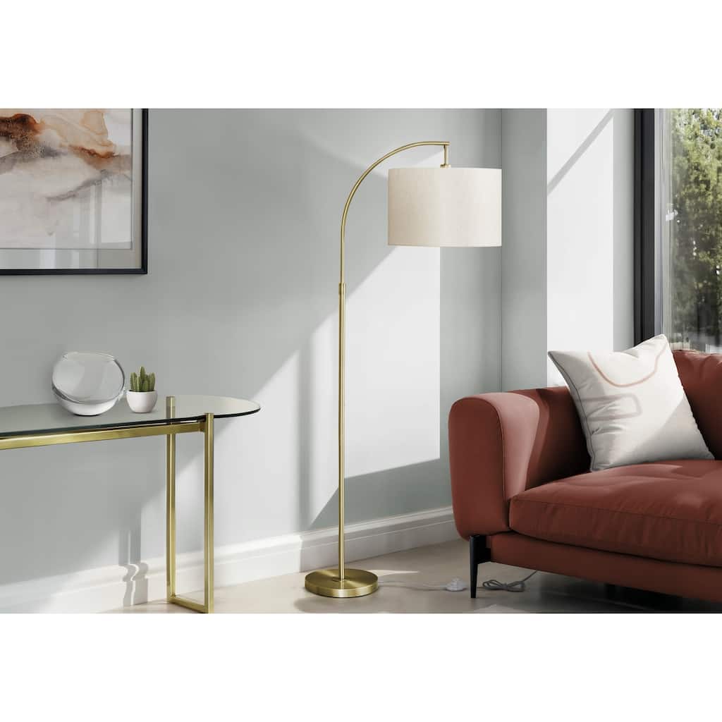 Lighting, 65"h, Floor Lamp, Brass Metal, Ivory / Cream Shade, Contemporary