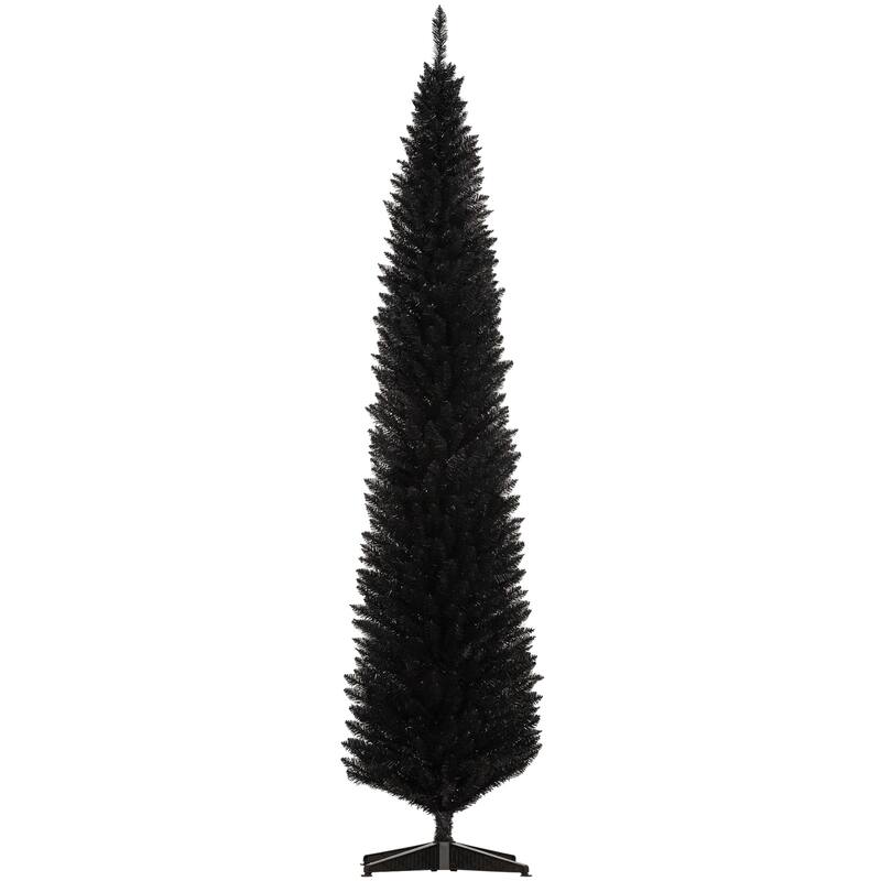 HOMCOM Artificial Pencil Tree - Slim, Realistic Branch Tips, Plastic Stand, Black
