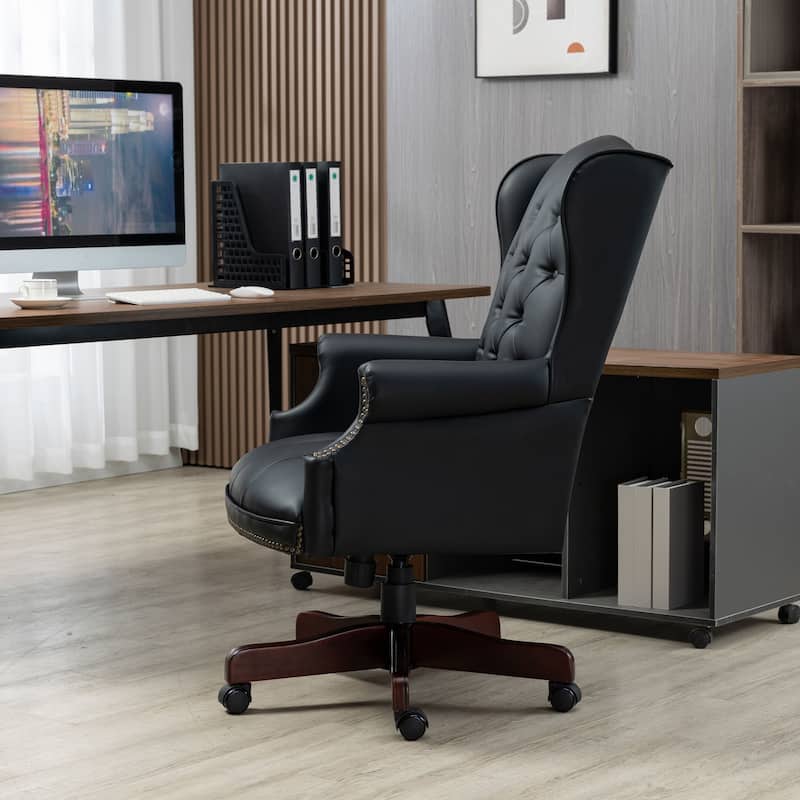 Executive Office Chair - High Back, Reclining, Ergonomic with Thick Padding, PU Leather, Smooth Glide Casters