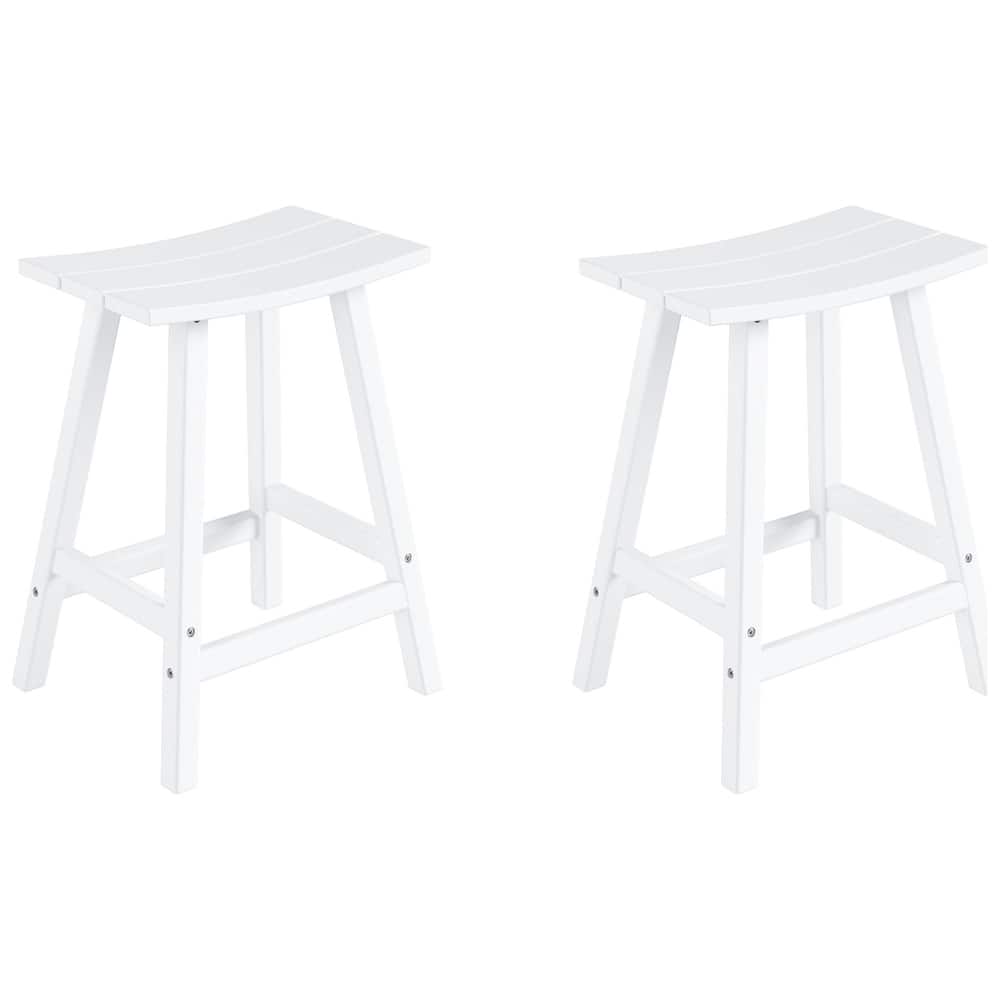 Laguna Hdpe All Weather Outdoor Patio 24" Saddle Seat Counter Stool (Set Of 2)