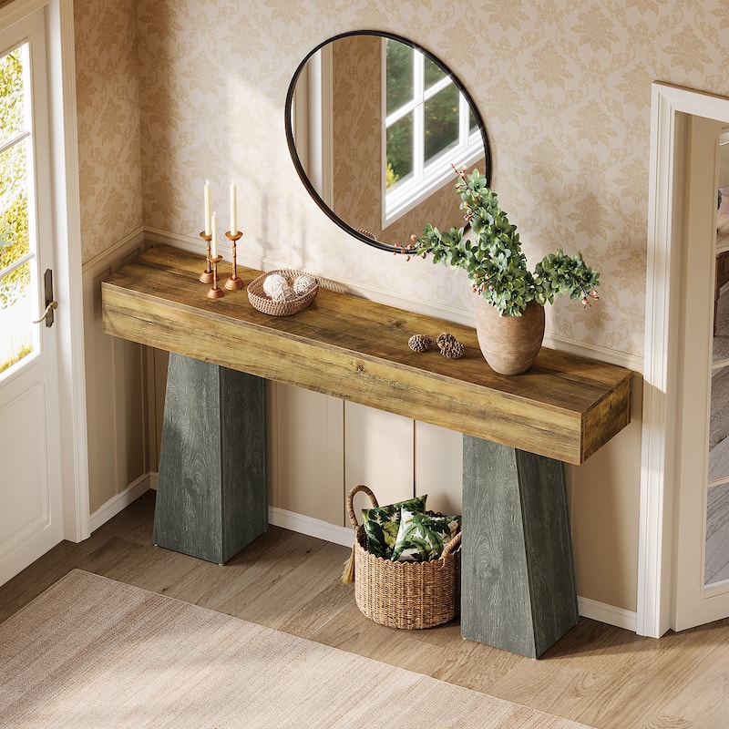 Industrial Console Table with Heavy-Duty Tapered Legs for Entryway