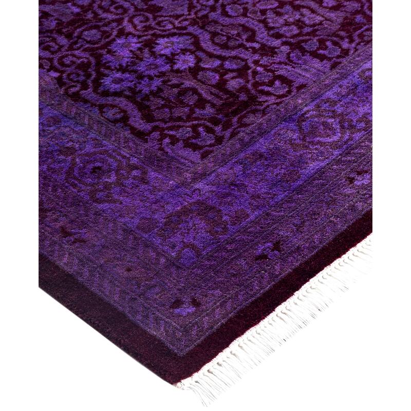 Overdyed One-of-a-Kind Hand-Knotted Runner Rug - Purple - 2' 8" x 4' 7"
