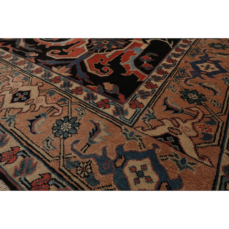 8'5''x9'1'' Hand Knotted Wool Charcoal Heriz Traditional Rug - 8' 5'' x 9' 1''