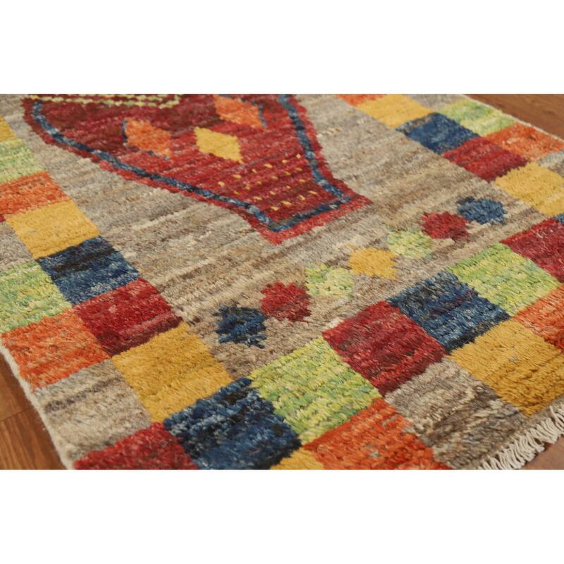 Geometric Moroccan Runner Rug Hand-Knotted Wool Carpet - 3'1" x 9'6" - 3'1" x 9'6" - Multi-Color