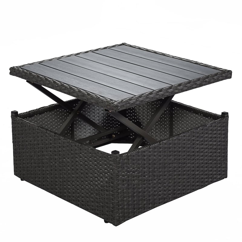 4-Piece Outdoor Wicker Sectional Patio Daybed with Canopy and Ottoman