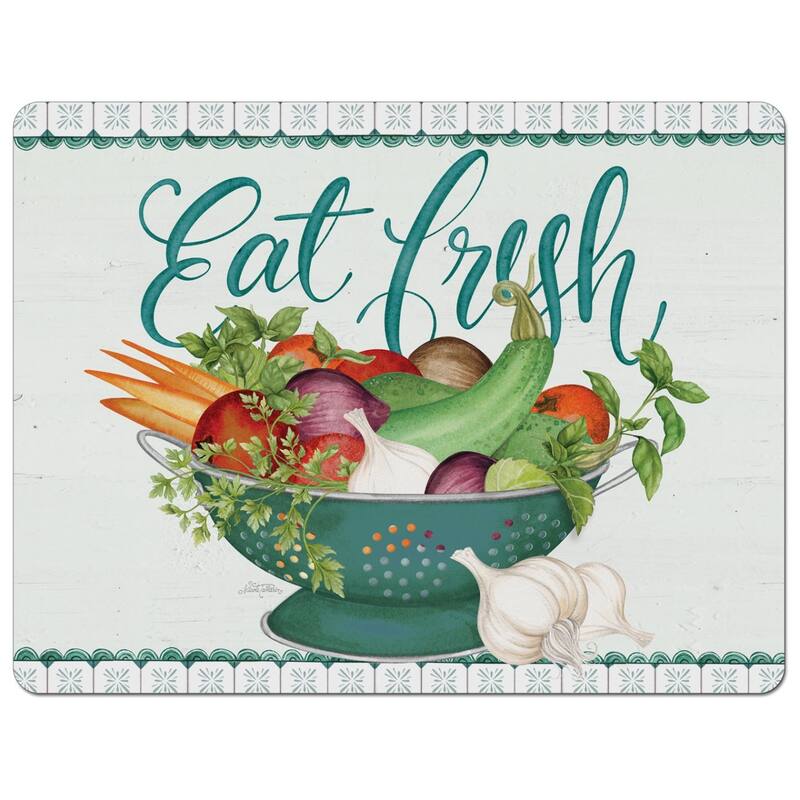 Eat Fresh Flexible Plastic Cutting Board Mat 15" x 11.5", Made in the USA, Decorative, Flexible, Easy to Clean - Single - Multi