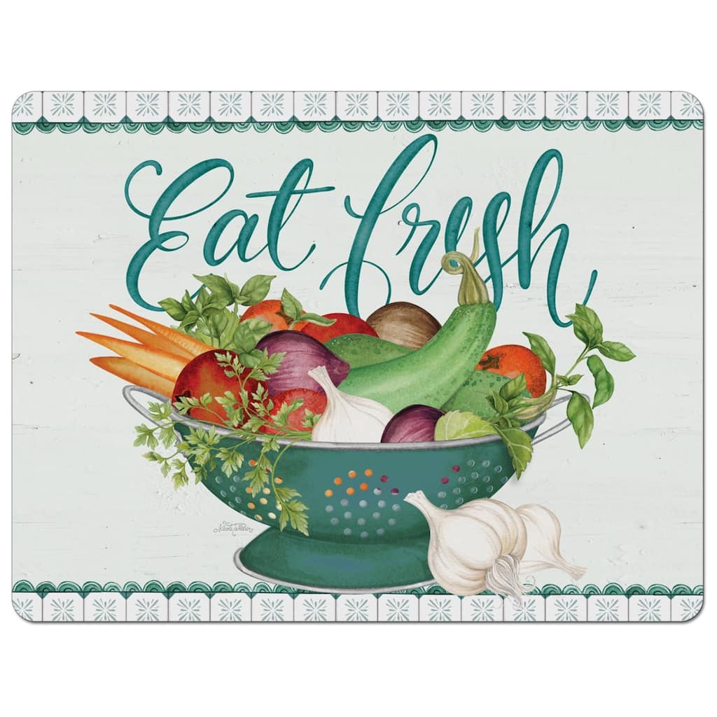 Eat Fresh Flexible Plastic Cutting Board Mat 15" x 11.5", Made in the USA, Decorative, Flexible, Easy to Clean