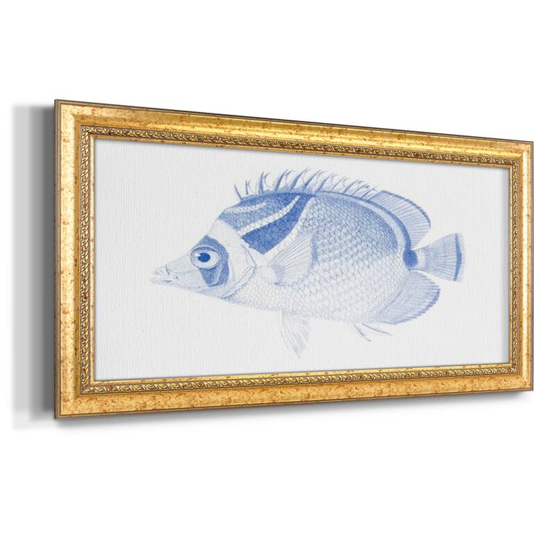 Blue & White Tropical Fish IV Premium Framed Canvas- Ready to Hang