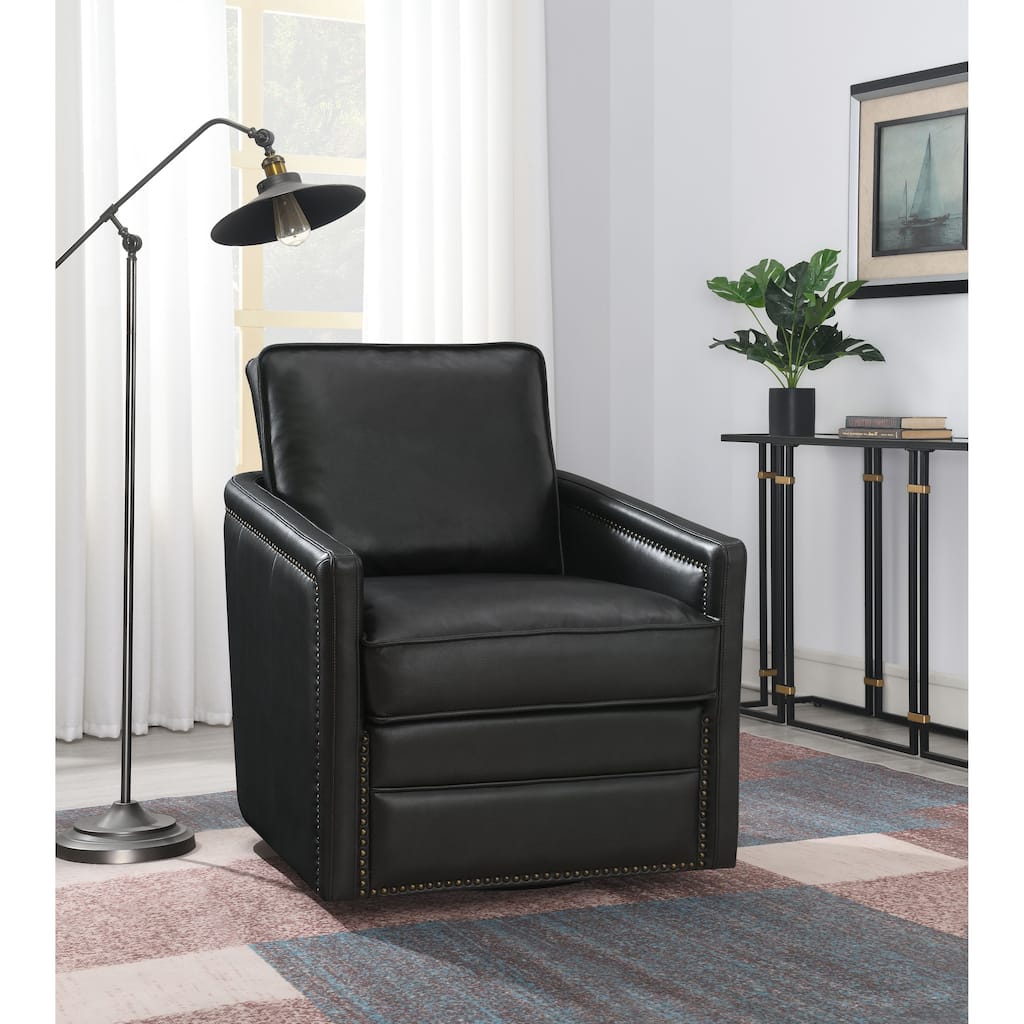Black 30" Faux Leather Accent Chair