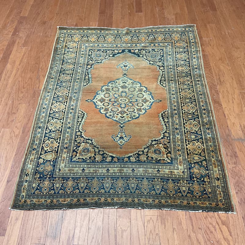HERAT ORIENTAL Antique 1860s Tabriz Hadji Jalili Wool Rug - 4'3" x 6'