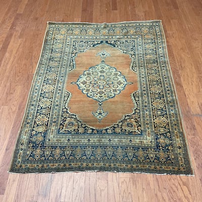 HERAT ORIENTAL Antique 1860s Tabriz Hadji Jalili Wool Rug - 4'3" x 6'