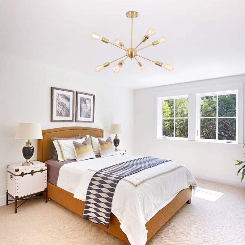 8-Light 23.54-inch Sputnik Chandelier Light for Bedroom Living Room