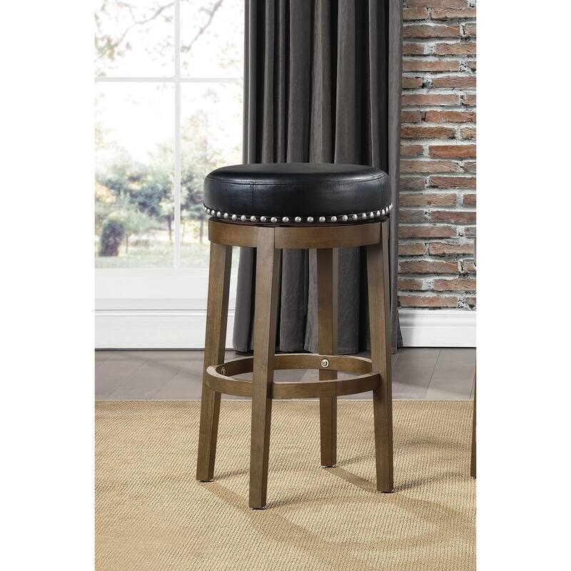 Round Swivel Bar Stool Set Of 2 - Black
