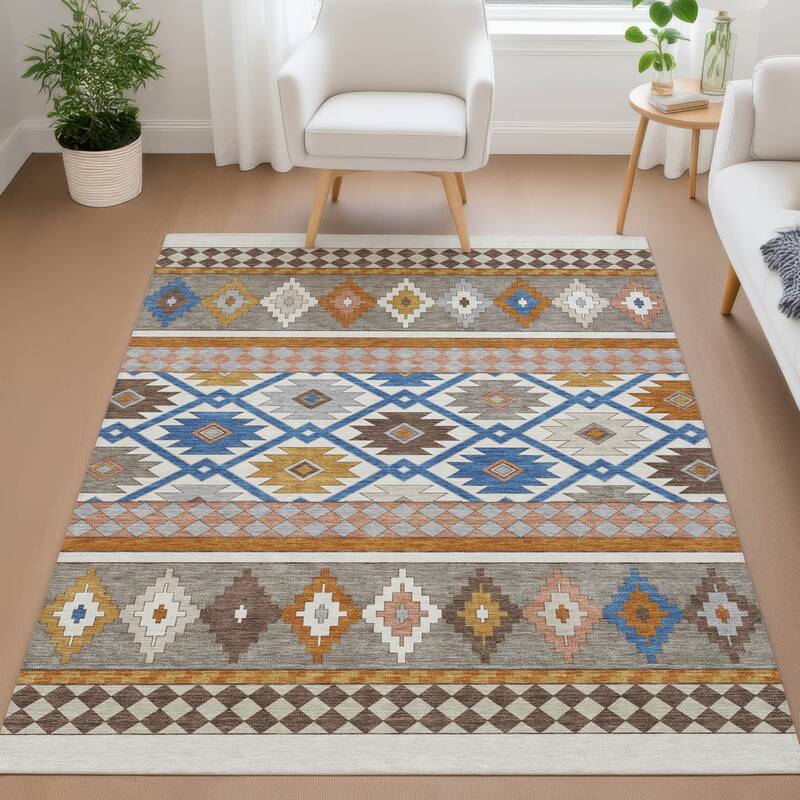 Machine Washable Indoor/ Outdoor Global Clemente Chantille Rug