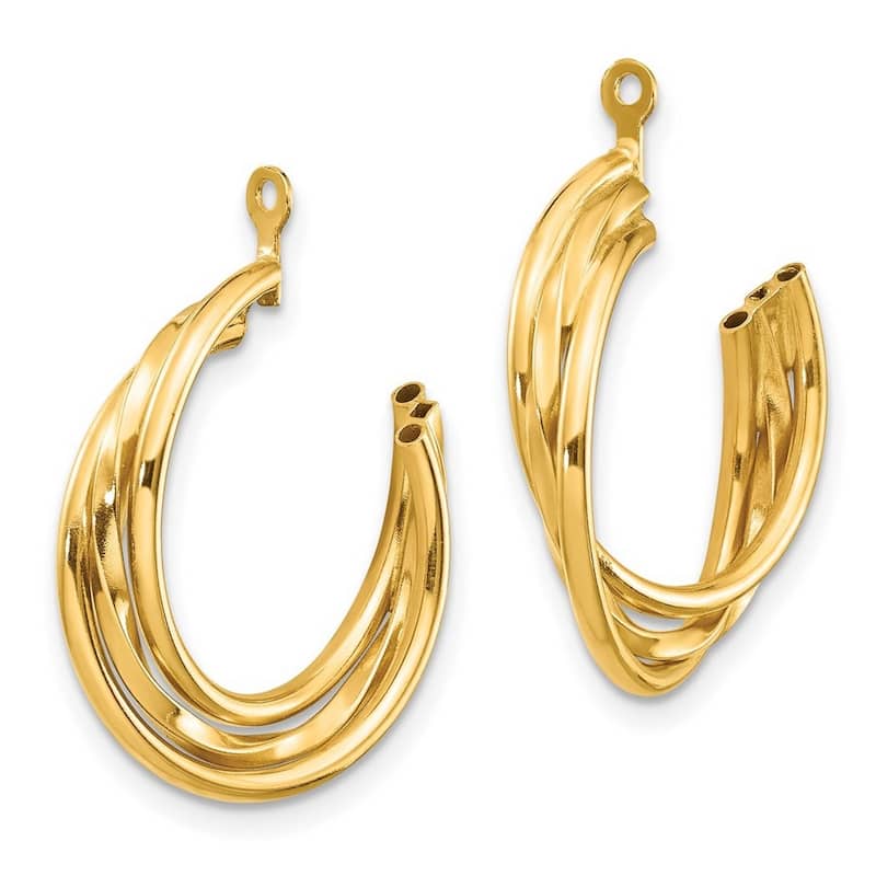 Curata 14k Yellow Gold Textured Polished Hoop Earrings Jackets - 23x4mm