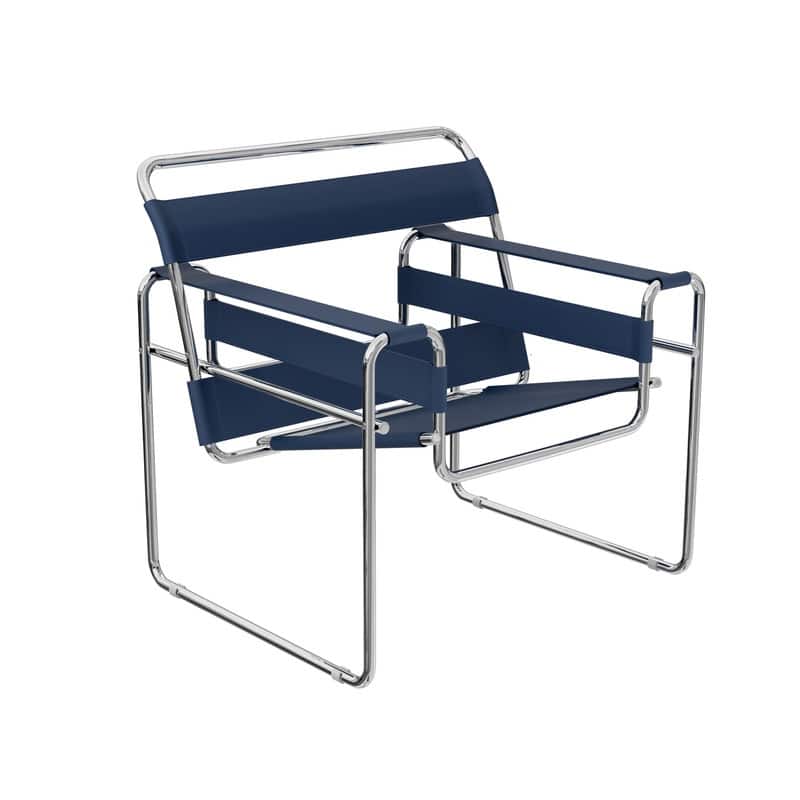 Momei Mid-Century Modern Saddle Leather Accent Chair with Stainless Steel Chair Leg