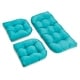 preview thumbnail 6 of 20, Twill 3-piece Indoor Settee Cushion Set Aqua Blue