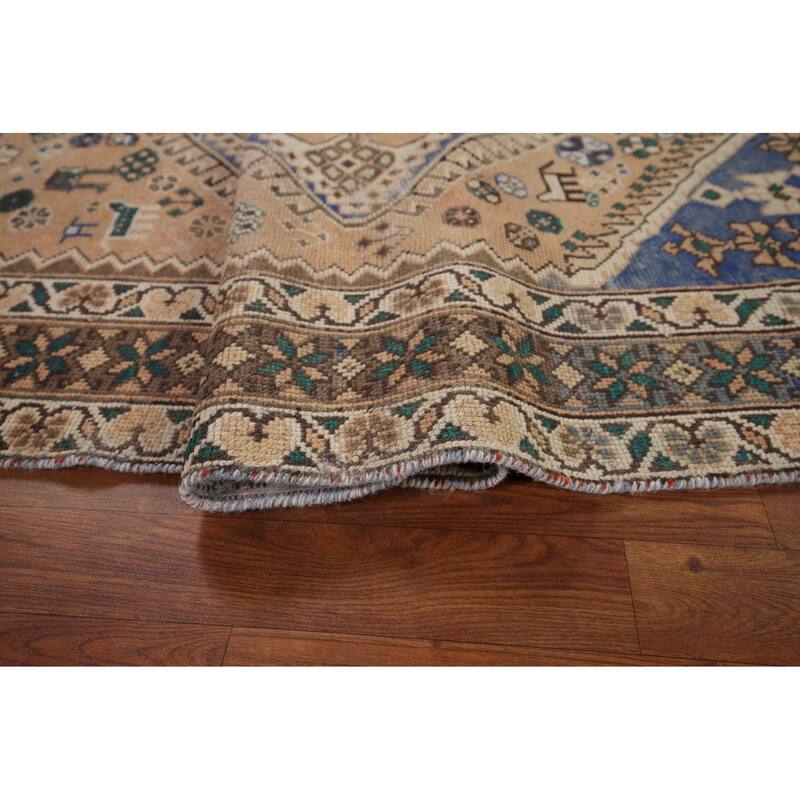 Orange Bakhtiari Persian Vintage Area Rug Handmade Wool Carpet - 5'1" x 9'9"