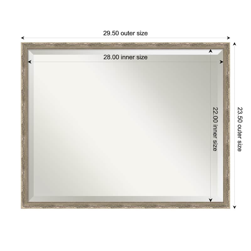 Mila Beveled Wood Framed Wall Mirror - 30 x 24 in - Mila Dark Silver