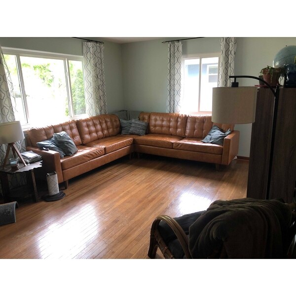 Odin caramel leather shop sectional