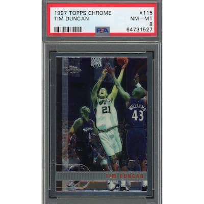 Tim Duncan 1997 Topps Chrome Basketball Rookie Card RC #115 Graded PSA 8 - 8'6" x 11'6"