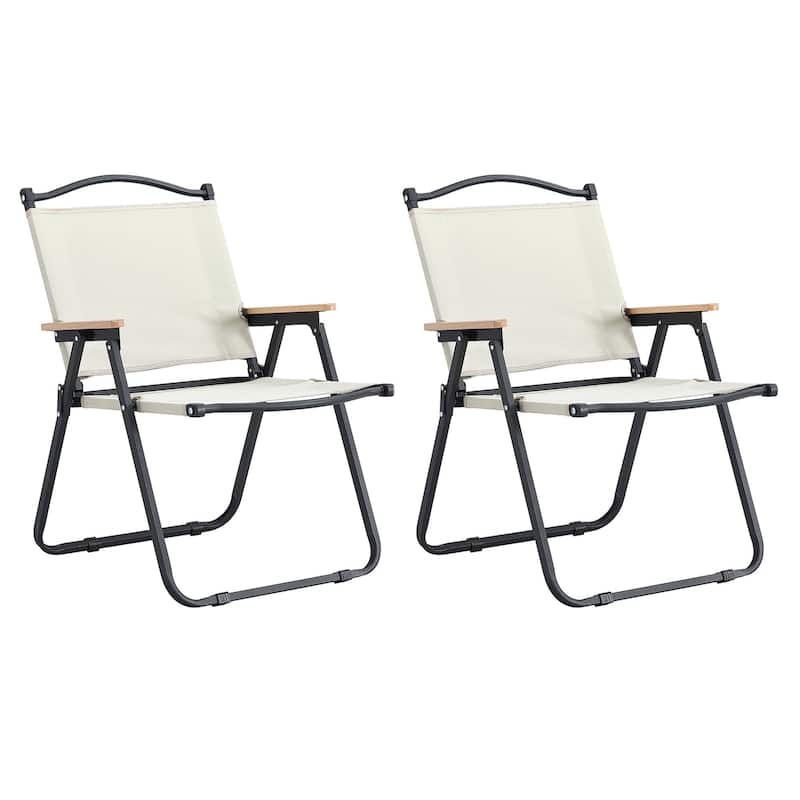 Portable Folding Outdoor Chair For Camping In Beige - Black
