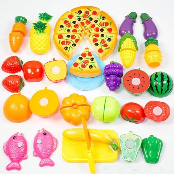 24 Pieces Kitchen Dinner Cutting Treats Fun Play Food Set Living Toys for Kids Bed Bath Beyond 37004941
