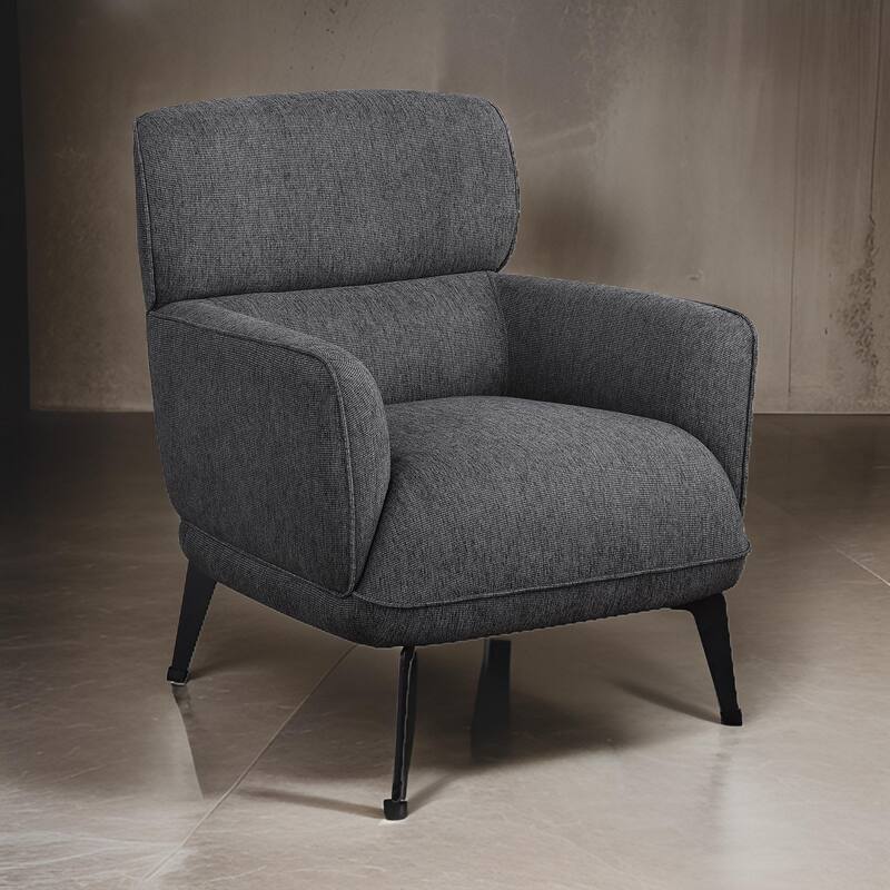 Dup 34 Inch Accent Chair, Cushioned Seat, Rounded Track Arms, Muted Gray