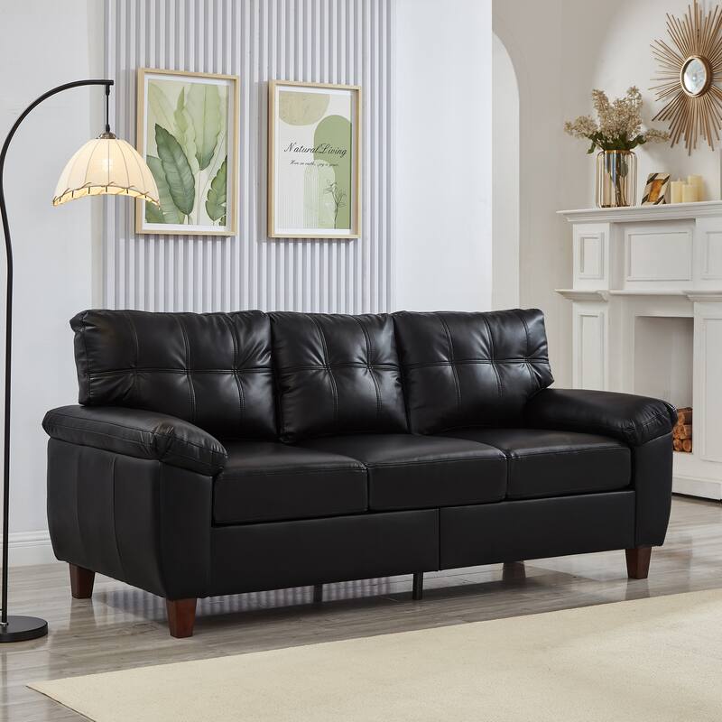 Breathable PU Leather Upholstered Couch 3 Seater Sofa with Storage