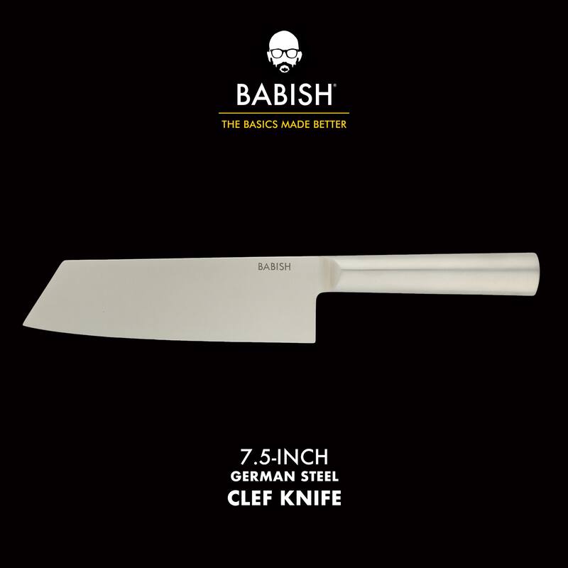Babish High Carbon 1.4116 German Steel Full Tang 7.5-Inch Clef Knife Chef & Cleaver Hybrid for Chopping, Slicing & Prep