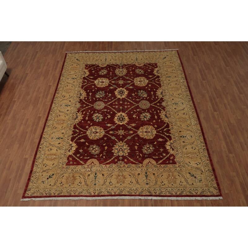 Hand Knotted Oriental 100% Wool Carpet Traditional All-Over Red Ziegler Area Rug - 13' 3'' X 9' 10''