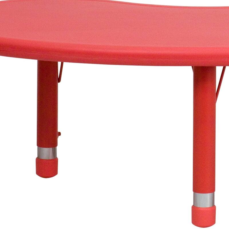 35"Wx65"L Half-Moon Plastic Adjustable Activity Table for 8 - 65"D x 35"W x 14.5" - 23.75"H