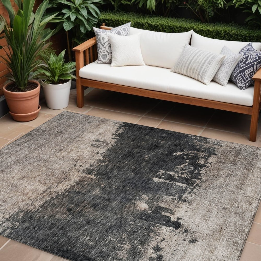 HomeRoots Abstract Transitional Rectangle Outdoor Rug