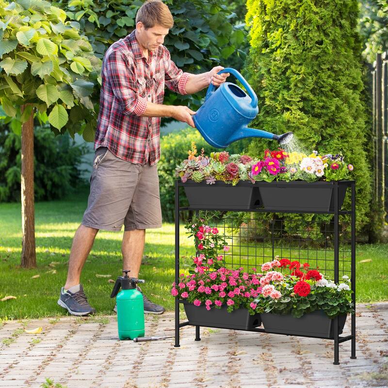 Raised Garden Beds Outdoor Elevated Garden Planter Boxes with Trellis and Legs