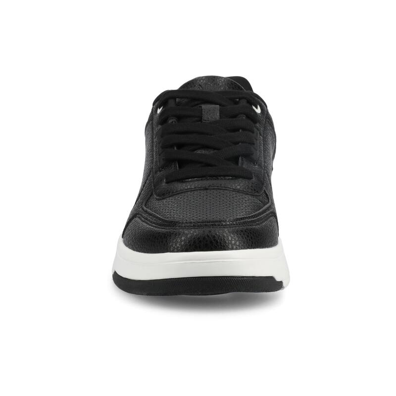 Vance Mens Swift Comfort Medium and Wide Width Perforated Low Top Sneaker - Wide - Black - 9