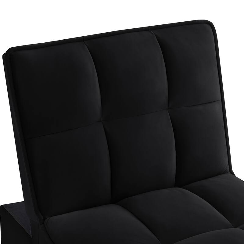 Velvet Convertible Chair Bed with Storage Pockets & Adjustable Chaise Back