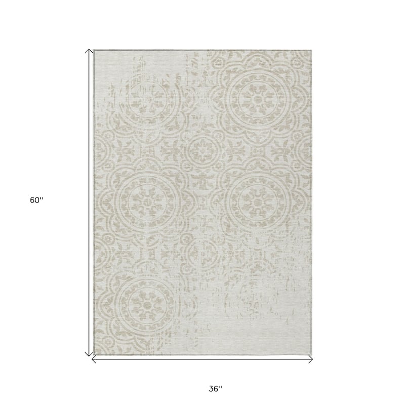 HomeRoots Medallion Transitional Rectangle Outdoor Rug