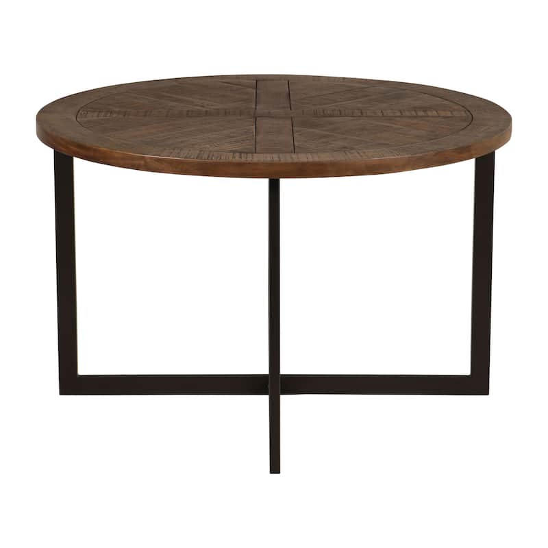 Sherrill 48-inch Diameter Mango & Steel Modern Dining Table