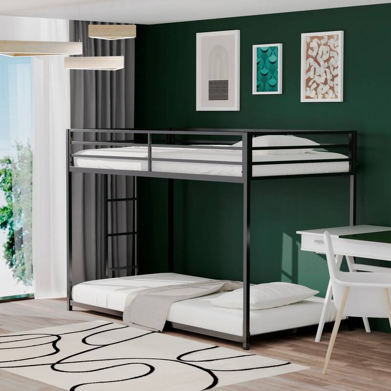 Adin Modern Metal Twin Over Twin Bunk Bed by Christopher Knight Home