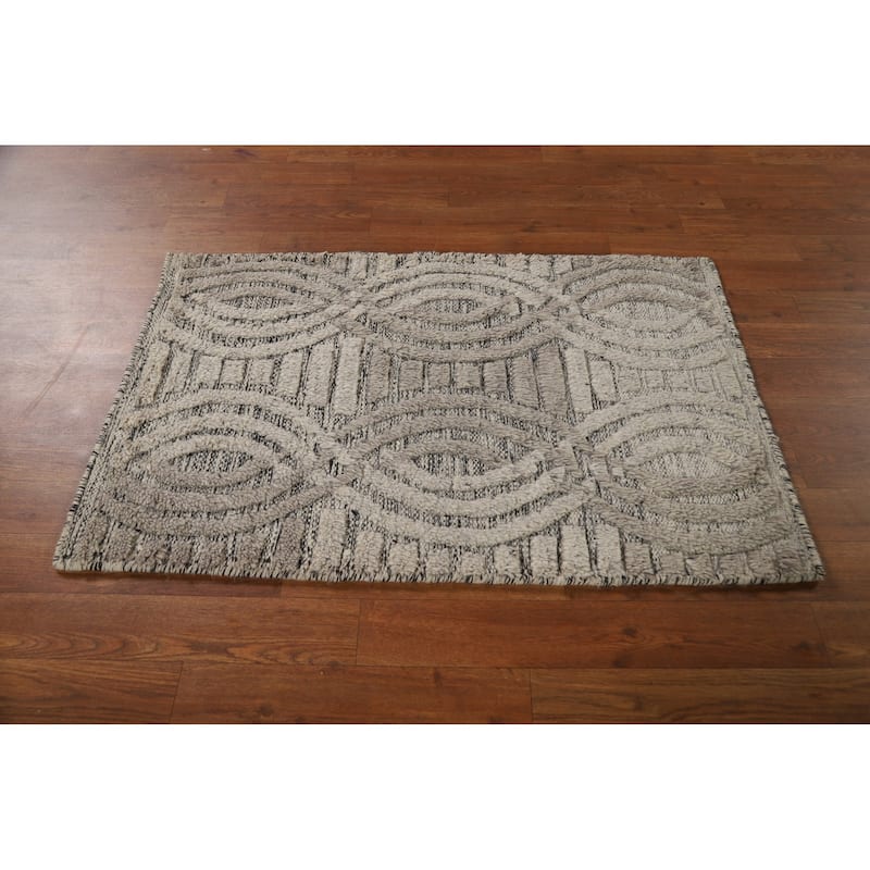 Modern Moroccan Oriental Accent Rug Hand-Knotted Wool Carpet - 2'0"x 3'0"